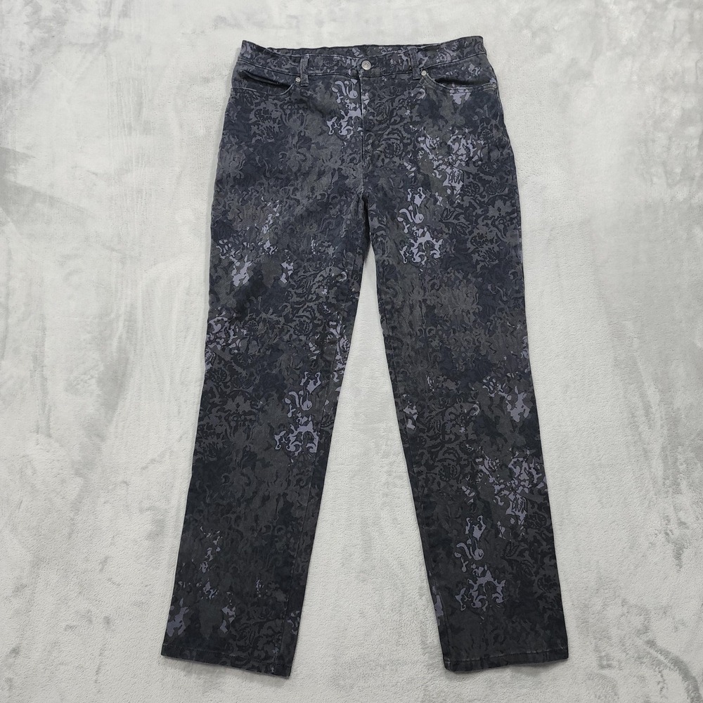 Gloria Vanderbilt Jeans Womens 12 Black Amanda High Rise Straight Paisley Denim